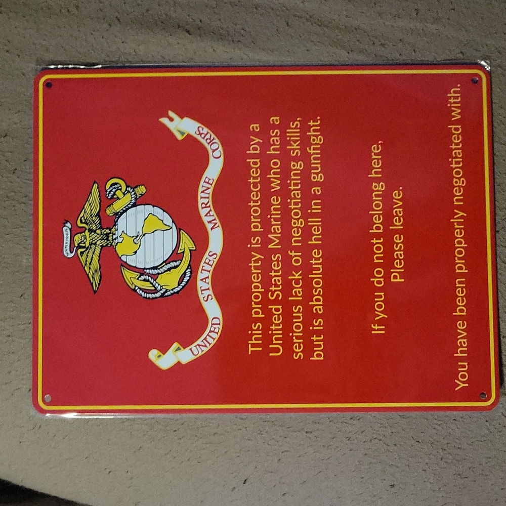 USMC Marine Corps Funny Tin Sign